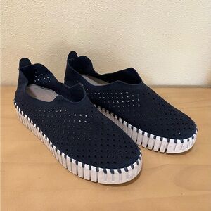 Ilse Jacobson Hornbaek Perforated Slip-On Shoes Navy Size 40